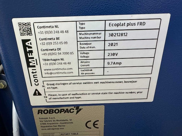 2021 contimeta ecoplat plus frd palletfoliewikkelaar - afbeelding 4 van  8