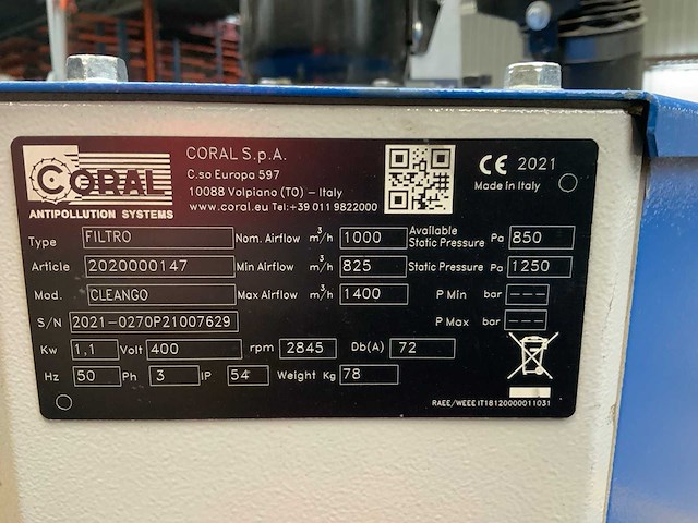 2021 coral filtro lasdampafzuiginstallatie - afbeelding 4 van  5