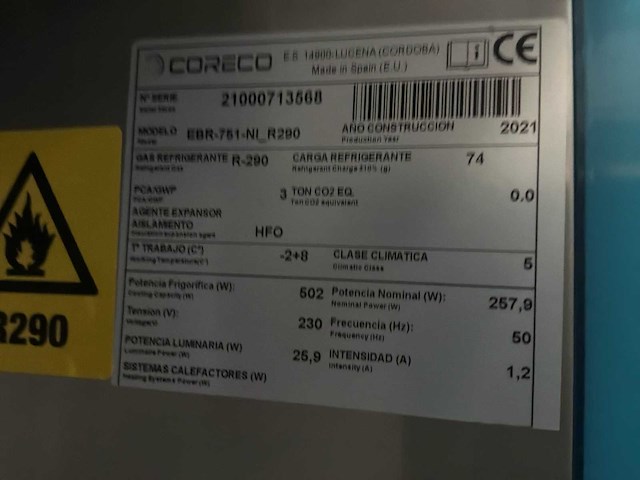 2021 coreco ebr-751-ni_r290 koelkast - afbeelding 9 van  9