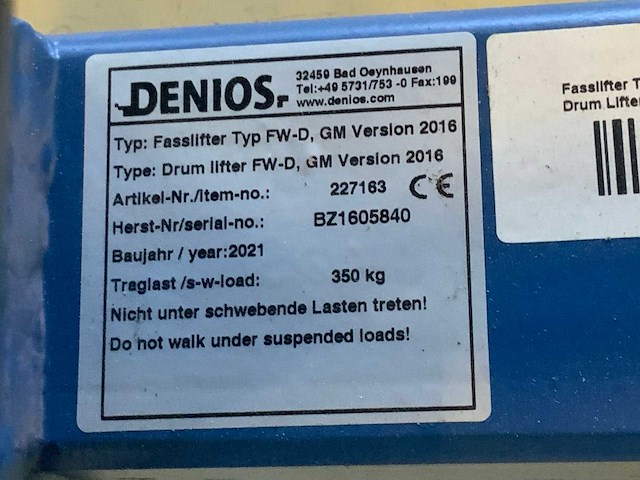 2021 denios drum lifter vatenkantelaar - afbeelding 4 van  4