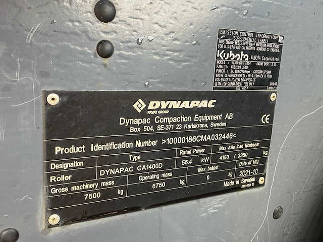 2021 dynapac ca1400d single drum wals - afbeelding 17 van  24