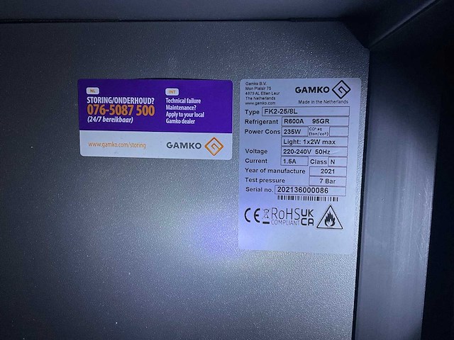 2021 gamco fk2-25/8l bar/fust koeling - afbeelding 4 van  4