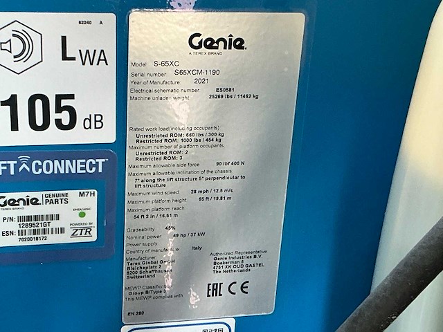 2021 genie s65-xc 4x4 hoogwerker - afbeelding 7 van  15