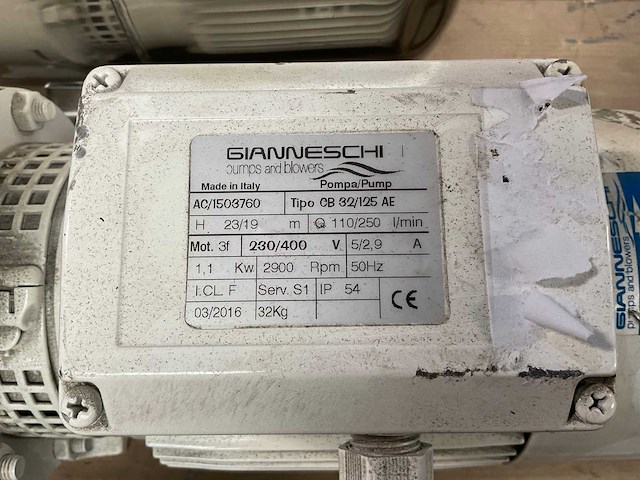 2021 gianneschi cb 32/125 ae centrifugaalpomp - afbeelding 4 van  4