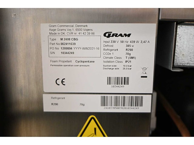 2021 gram m 2408 cbg mobiele rvs bakker koelwerkbank - afbeelding 6 van  6
