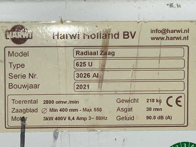 2021 harwi 625 u radiaalafkortzaagmachine - afbeelding 11 van  19