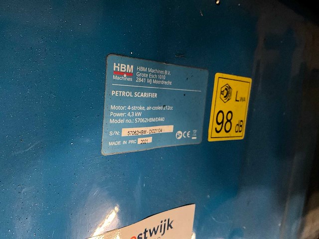 2021 hbm benzine aangedreven verticuteermachine - afbeelding 7 van  8