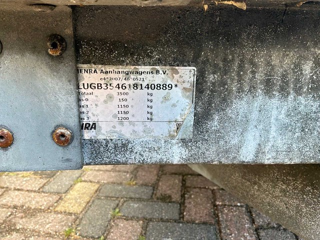2021 henra gb35 gesloten aanhanger 465x184cm 3500kg - afbeelding 6 van  15