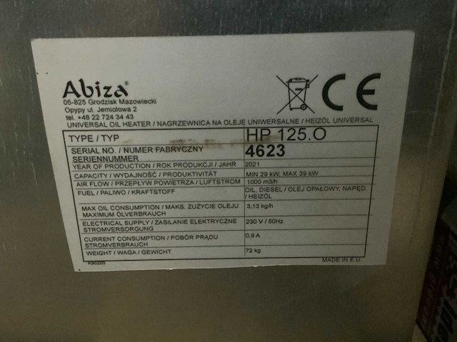 2021 hiton hp 125.0 werkplaatskachel - afbeelding 6 van  6