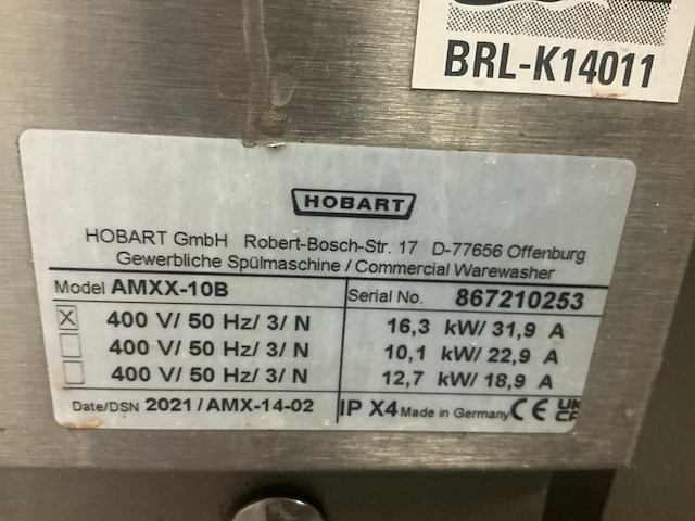 2021 hobart amxx-10b korvenvaatwasmachine - afbeelding 3 van  11