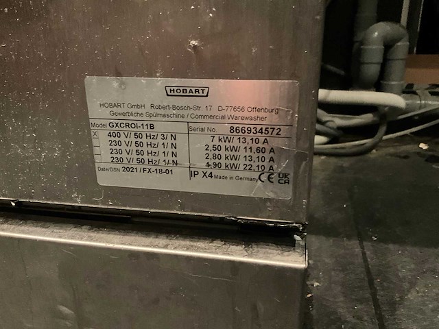 2021 hobart gxcroi-11b glazenvaatwasmachine - afbeelding 6 van  6
