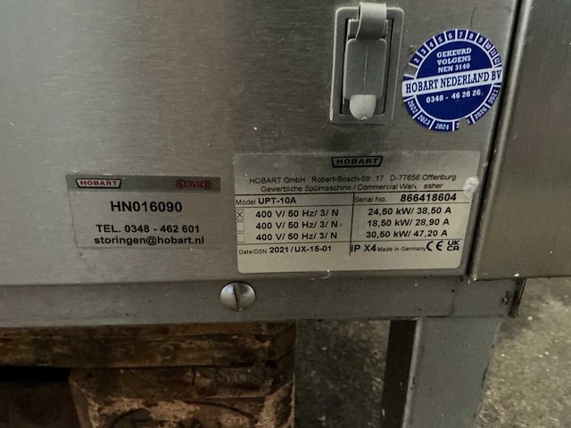 2021 hobart upt-10a vaatwasser - afbeelding 3 van  3