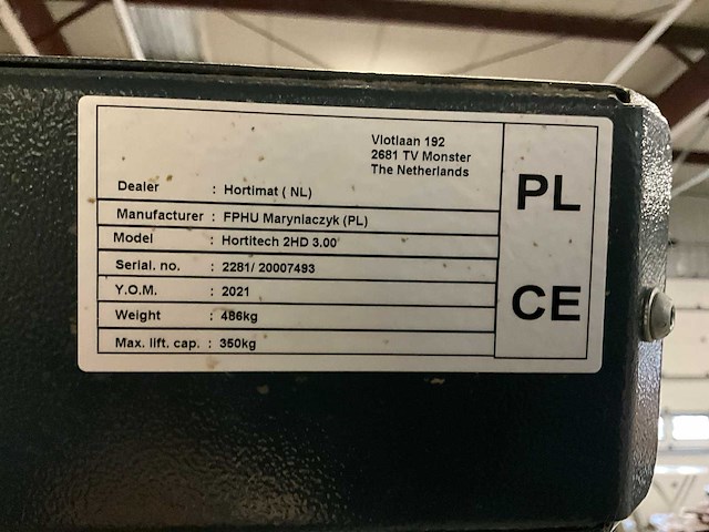 2021 hortimat hortitech 2hd 3.00 orderpick hefplateau - afbeelding 5 van  9