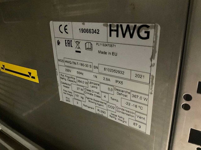 2021 hwg hwg-tp-7-180-30 koelwerkbank - afbeelding 10 van  10