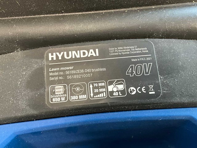 2021 hyundai 56189 grasmaaier op accu - afbeelding 6 van  6