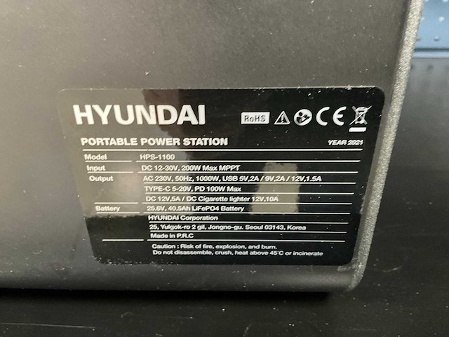 2021 hyundai hps-1100 li-ion ac/dc powerstation - 1.000w - afbeelding 6 van  6