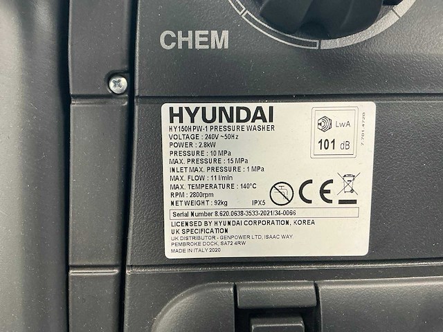 2021 hyundai hy150h pw-1 hogedrukreiniger - afbeelding 6 van  7