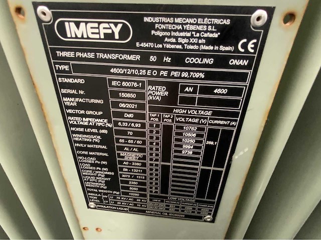 2021 imefy transformator 4600kva ongebruikt - afbeelding 9 van  9