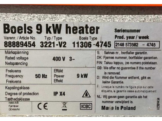 2021 inelco 3221-v2 industriële heater - afbeelding 3 van  5