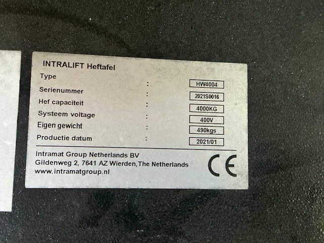 2021 intralift hw4004 opspanlasheftafel - afbeelding 10 van  10