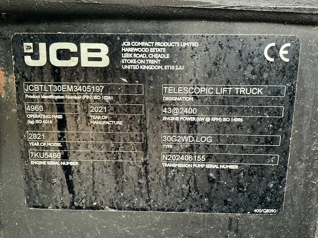 2021 jcb 30g2wd log teletruck - afbeelding 46 van  46
