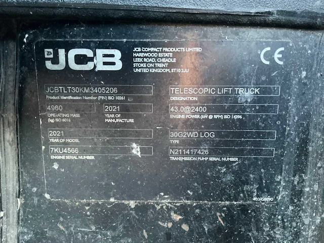 2021 jcb 30g2wd log teletruck - afbeelding 17 van  17
