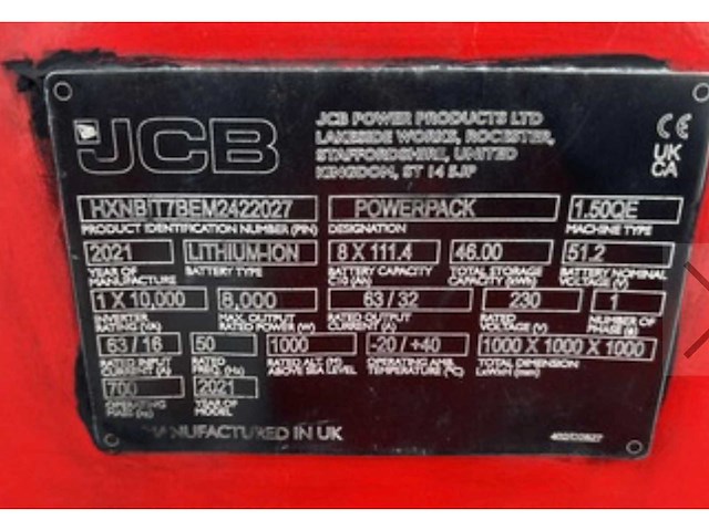 2021 jcb i50qe stroomgenerator - afbeelding 8 van  8