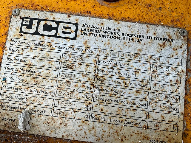 2021 jcb s1930e hoogwerker - afbeelding 11 van  12