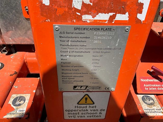 2021 jlg power towers nano sp personenlift - afbeelding 8 van  16