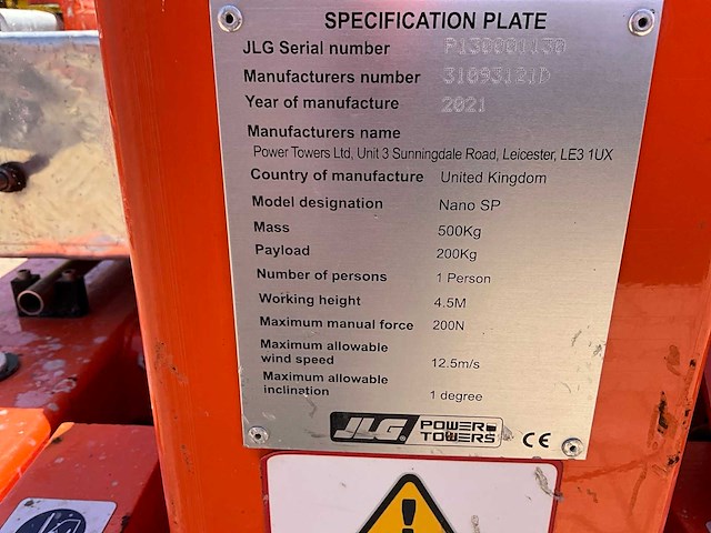 2021 jlg power towers nano sp personenlift - afbeelding 7 van  15