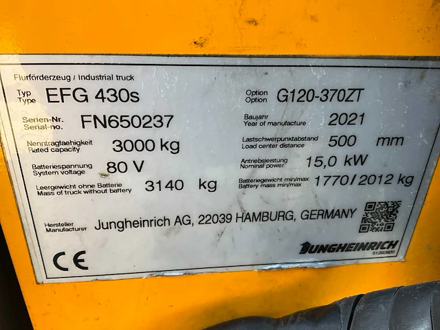 2021 jungheinrich 6531 efg430s vorkheftruck - afbeelding 20 van  29