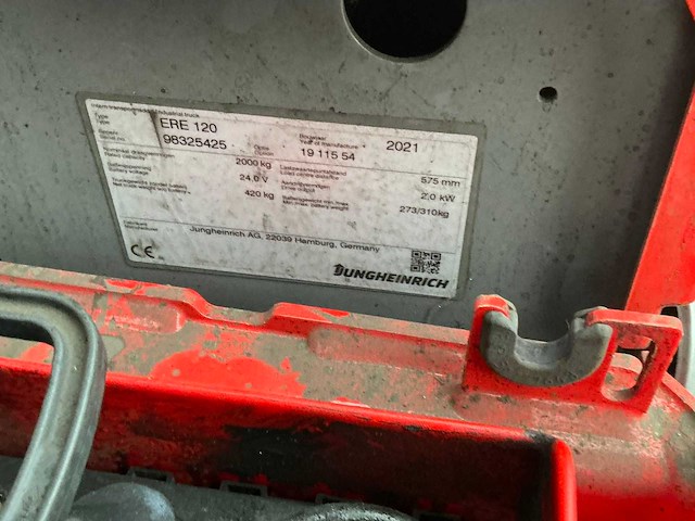 2021 jungheinrich ere120 elektrische palletwagen - afbeelding 3 van  13