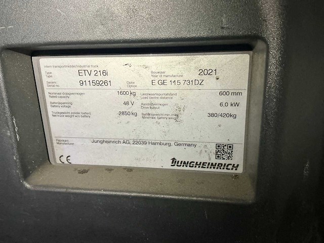 2021 jungheinrich etv216i reach truck - afbeelding 12 van  21