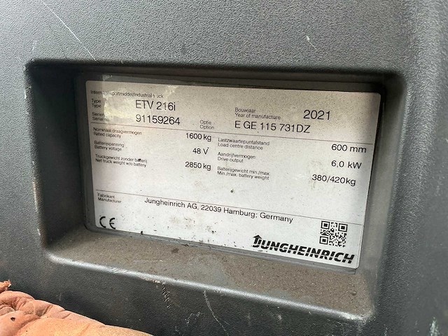 2021 jungheinrich etv216i reach truck - afbeelding 10 van  19