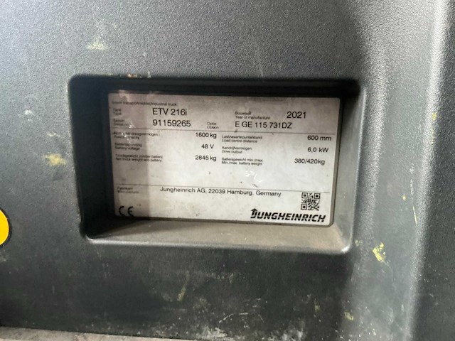 2021 jungheinrich etv216i reach truck - afbeelding 2 van  23