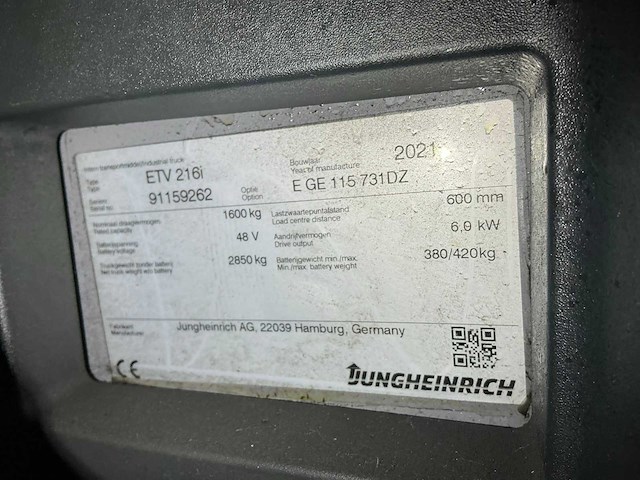 2021 jungheinrich etv216i reach truck - afbeelding 6 van  14