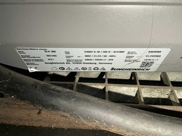 2021 jungheinrich slh300 d400v g48/260b acculader - afbeelding 6 van  9