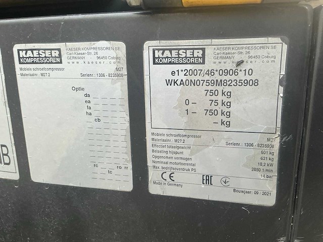 2021 kaeser compressor aanhanger mobilair m27 - afbeelding 17 van  28