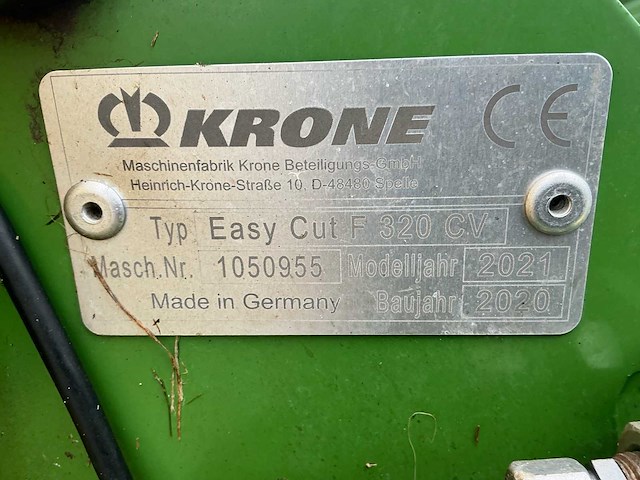 2021 krone easycut f 320 cv / easycut b 1000 cv triple maaier met maaidekken - afbeelding 28 van  53