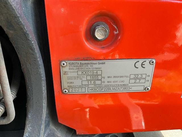 2021 kubota kx019-4 minigraafmachine - afbeelding 13 van  32