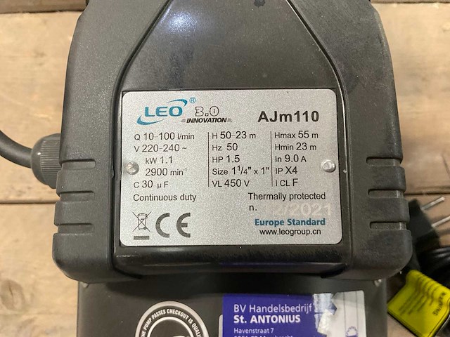 2021 leo ajm110 zelfzuigende centrifugaalpomp - afbeelding 4 van  4