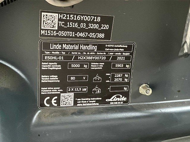 2021 linde e 50 vorkheftruck - afbeelding 19 van  26