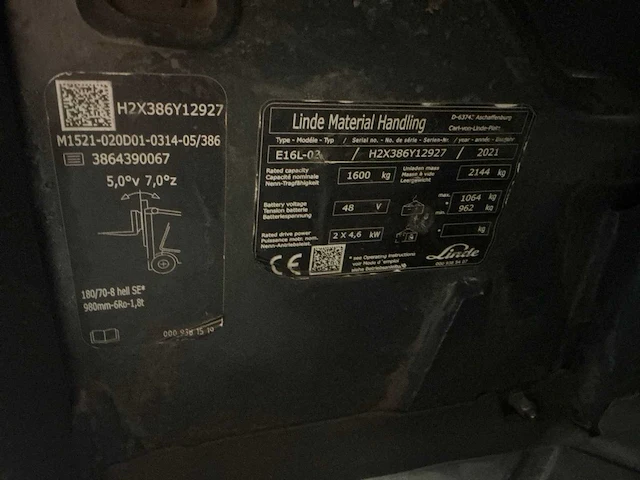 2021 linde e16l-02 vorkheftruck - afbeelding 17 van  20