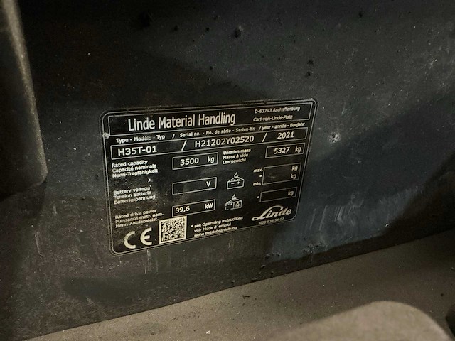 2021 linde h35t-01 vorkheftruck - afbeelding 6 van  14
