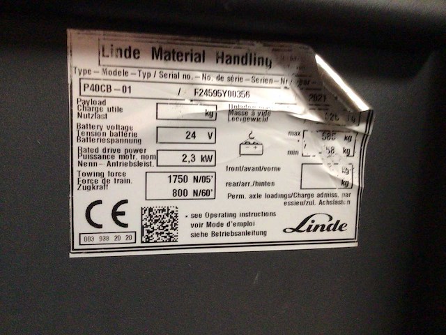 2021 linde p40cb-01 industriële trekker - afbeelding 2 van  10