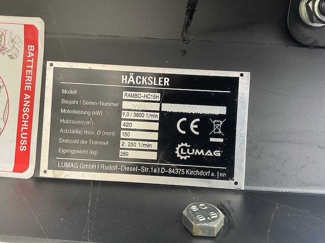 2021 lumag rambo-hc15h shredder - afbeelding 2 van  11