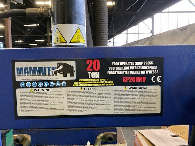 2021 mammuth sp2hhv hydraulische werkplaatspers - afbeelding 4 van  6