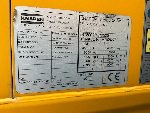 2021 man tgx vrachtwagen + knapen walkingfloor oplegger (combinatie) - afbeelding 48 van  55