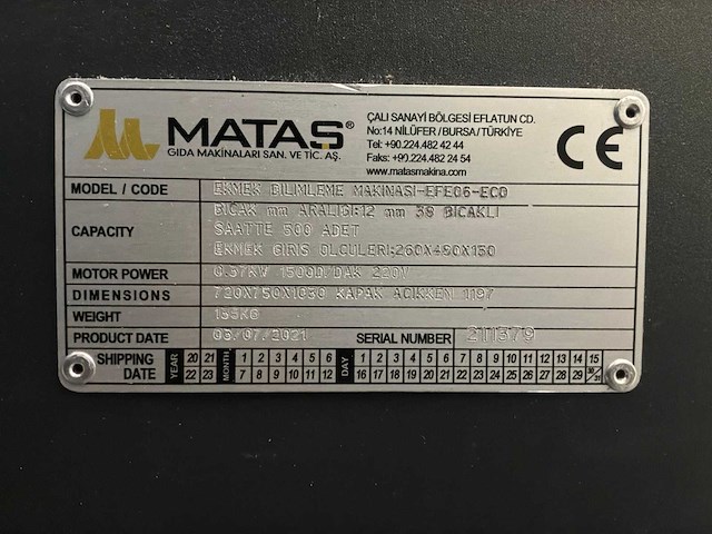 2021 matas efe 006-eco broodsnijmachine - afbeelding 4 van  4