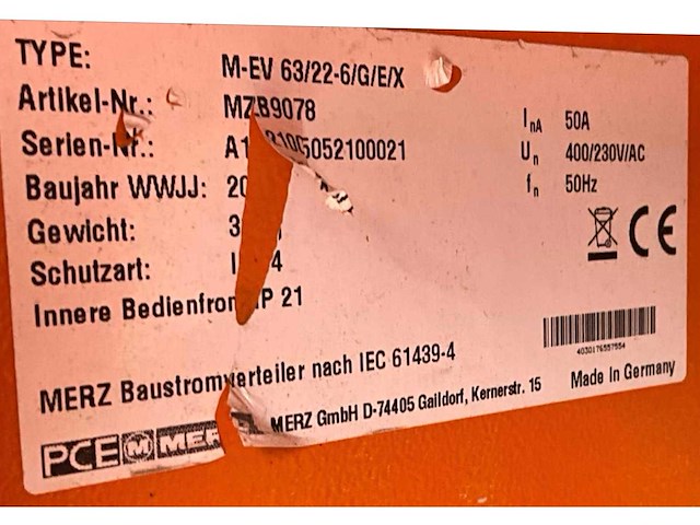 2021 merz m-ev 63/22-6/g/e/x bouwaansluitkast - afbeelding 3 van  11